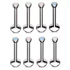 2pc Opalite Gem Labret Steel Bar Internal Thread Lip Stud Eai Nose Ring 6mm-12mm