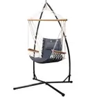 Hammock Chair with Steel Stand Armrest Outdoor Hanging Grey Gardeon