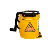 Cleanlink Heavy Duty Floor Cleaner Mop 16L Plastic Bucket Wringer w/ Wheels YLW