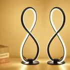 Modern Black Touch Table Lamps, Set of 2 Bedside Lamps, 12.2 Inch LED Nightst...
