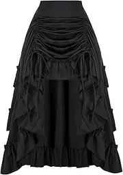 [SCARLET DARKNESS] Women's Gothic Steampunk Skirt Victorian High-Low Bustle Skirt