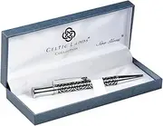Sea Gems Pen in a Celtic Trinity Knot Etched Design in Black and Silver Colors
