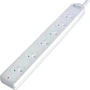 Sansai 6-Way Overload Protected Powerboard 1m Lead Extension Cord Port White