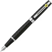 Sheaffer Ferrari Scuderia 300 Series Fountain Pen | Gloss Black Chequered Body Frame, Stainless Steel Fine Point Nib, Ferrari Horse on Clip | Presented in Luxury Gift Box + 2 Ink Cartridges
