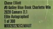 CHASE ELLIOTT 2020 #9 KELLY BLUE BOOK CHARLOTTE RACED WIN AUTOGRAPHED ELITE