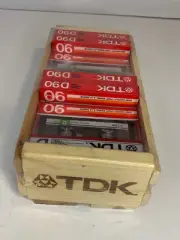 (8) TDK D90 Cassette Tapes in Napa Valley Wooden Storage Crate NOS SEALED