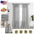 Rustic Light Grey Linen Curtains 84" Long for Contemporary Bohemian Home Decor