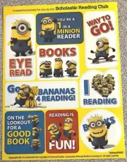 Small Sheet 9 MINION Reading Stickers Minions, Despicable Me 2, Bob Kevin Stuart
