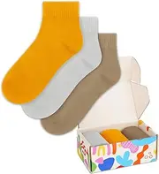 [Kikihuose] 3 Pairs Low Cut Ankle Socks, Solid Color Dress Sock Gift Box Set, Quarter Crew for Men and Women, Breathable Comfortable