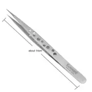 Pair of Electronics Industrial Tweezers Anti-static ESD Curved Straight Tip Prec