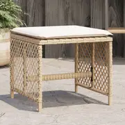 vidaXL Garden Stools with Cushions 4 pcs Beige 41x41x36 cm Poly Rattan