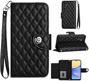 Compatible with Samsung Galaxy A15 5G Cover,Compatible with Samsung Galaxy A15 4G Card Slots Magnetic Closure Flip Kickstand Phone Case Black