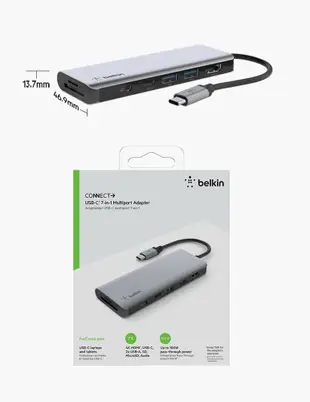 【Belkin】貝爾金 USB-C 7合1 Type-C 多媒體轉接器 台灣總代理 (9.5折)