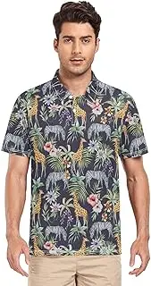 [ZZXXB] Tropical Giraffe Zebra Men's Polo Shirts Short Sleeve Quick Dry Athletic Outdoor Sports Golf Shirts S-XXL