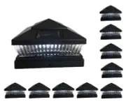 10 Pcs Black Solar Garden Outdoor Cap Post Light 5X5 Plastic with 5 LED Bulbs