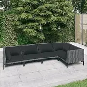Patio Sets 5 Piece Garden Lounge Set with Cushions Poly Rattan Dark Grey