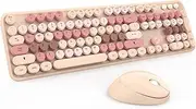 Annber Wireless Keyboard and Mouse Combo Retro Typewriter Keyboard with Numeric Keypad and Optical Mice Set 2.4GHz USB Keyboard for Mac Windows 7/8/10/11 Laptop Desktop