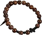 [SaVgu] Prayer Beads Buddhist Prayer Beads mala Beads 1 Pc 108 Beads Wood Bracelet Tibetan Buddhist Prayer Meditation Tree of Life Bracelet Rosary Jewelry-OM (Color : Om) (Color : Cross Long)