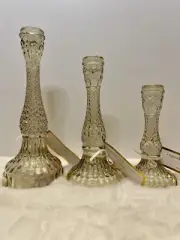 Set of 3 Cupcakes and Cashmere Glass Candlesticks Taper Holder NEW
