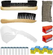 Yuahar 21Pcs Billiards Pool Table Cleaning Set W Wooden Pool Table Brush, 12mm Slip-On Cue Replacement Tips, Sticky Lint Roller, Pool Cue Chalk Cubes and Rod Tip Sharpener for Game and Competition