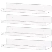 Clear Acrylic Shelf 15" Invisible Floating Wall Ledge Bookshelf, Kids Book Disp
