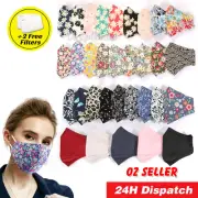 Floral Reusable Face Mask Washable Unisex Anti Pollution Cotton PM2.5 Filter