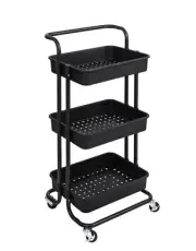 Honey Can Do, 3 Tier Rolling Craft Cart With Handle, Black