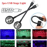 2X RGB LED USB Magic Ball Light Stage Lights Disco Party Strobe Night Car Lamp