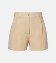 [Nili Lotan] Nili Lotan Pleated high-rise linen and silk shorts AU 16 beige