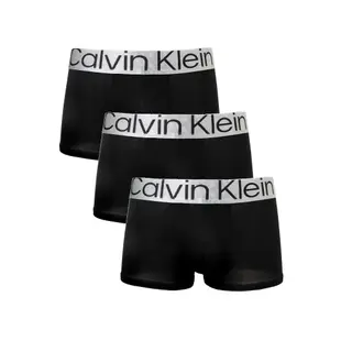 【Calvin Klein】CK Steel超細纖維低腰短版四角男內褲三件組(黑色)