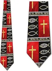 [Steven Harris] Religious Ties Christian Necktie Faith Tie Mens Necktie, Black, One Size