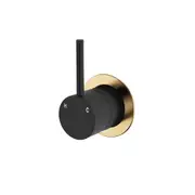 Fienza Kaya Up Wall Mixer Dress Kit Minimal Round Plate Urban Brass & Matte Black D228114UBB