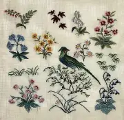 Preworked BIRD IN FLOWERS Cluny Needlepoint Canvas 13.5" x 11.5" 5061