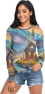 [RPLIFE] Log Cabin Stream Mesh Sleeve, Sheer Mesh Tops for Women S-XXL