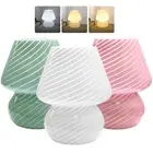 Mushroom Lamp Glass Table Bedside Lamps Striped Night Light Vintage Home Decor