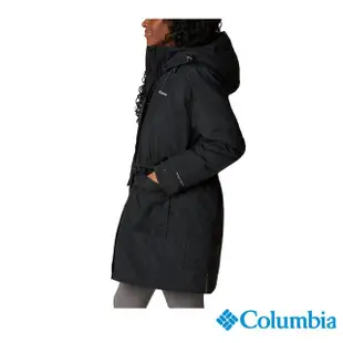 【Columbia 哥倫比亞 官方旗艦】女款-Rosewood™Omni-Tech防水金鋁點填充長版外套-黑色(UWL33080BK/HF)