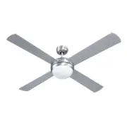 Devanti 52'' Ceiling Fan AC Motor w/Light w/Remote - Silver, Built-in LED light