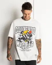[Mitchell & Ness] Mitchell & Ness Men's Collingwood Magpies Character T-Shirt in Vintage White Size XL XL Vintage White