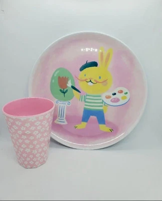 Set Of Melamine 4x Plate And 4x Cup