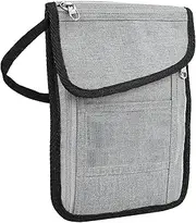 FATMUG Travel Neck Wallet - Polyester Pouch Bag For Men, Women, Boys & Girls-Unisex Sling Organizer-Multicolour (Light Grey)