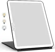 WEILY Portable Travel Makeup Mirror with 72 LED Lights, Touch Screen Three Colors Dimmable Lighted Makeup Mirror, 2000 mAh USB Rechargeable Lighted Vanity Mirror,Compact Foldable Travel Mirror