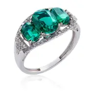 10k White Gold Emerald and Diamond Ring (G-H, 12-13)