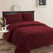 Ramesses Teddy Fleece 3 Pcs Comforter Set Burgundy