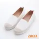 ZUCCA-拼接編織色平底鞋-白-z6804we