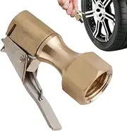 Tyre Air Chuck - Industrial Inflation Connector, Brass Quick Coupling | Fixed Nozzle with Air Flow Control for Portable Compressor Pumps in Auto Workshops or Tyre Inflation