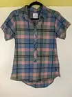 FLYLOW Aster Shirt Womens Size Small Cactus Pink Blue Plaid Biking MTB 50+ UPF
