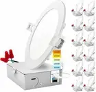 Luxrite 12-Pack 6 Inch Ultra Thin LED Recessed Light 12W 5 Color Selectable