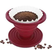 Prasacco Pour Over Coffee Maker Collapsible Pour Over Coffee Dripper Portable Camping Coffee Maker Reusable Silicone Pour Over Coffee Filter for Backpacking Camping Home Office