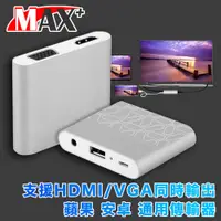 在飛比找PChome24h購物優惠-MAX+ 蘋果 安卓 通用轉高清數位VGA雙視頻影音傳輸器