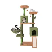 Multi-level Cactus Cat Tree with Scratching Posts Ladder Double Condos and Toys